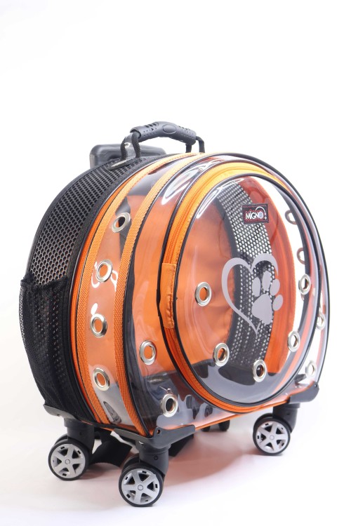 Migno Pet - 0542 220 38 06 | MİGNO Space Model Kedi Köpek Taşıma Çantası Fileli Şeffaf Turuncu