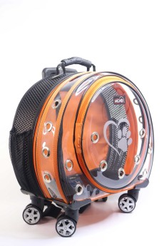 Migno Pet - 0542 220 38 06 | MİGNO Space Model Kedi Köpek Taşıma Çantası Fileli Şeffaf Turuncu
