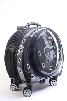 Migno Pet - 0542 220 38 06 | MİGNO Space Model Kedi Köpek Taşıma Çantası Fileli Şeffaf Siyah